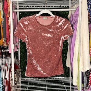 Free People Pink Velvet Shirt Small